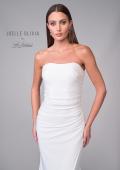 Picture of: Strapless Ruched Luxe Jersey Wedding Dress with Slit and Back Buttons in ivory, Style: J2073, Detail Picture 7