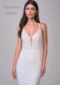 Picture of: Gorgeous Luxe Jersey Wedding Dress with Illusion Lace Bodice and Open Low Back in ivory, Style: J2118, Detail Picture 7
