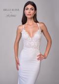 Picture of: Beautiful Luxe Jersey and Lace gown with Illusion Sides and Low Back in ivory, Style: J2165, Detail Picture 7