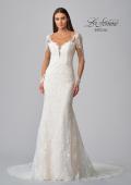 Picture of: Sheer Long Sleeve Trumpet Gown with Deep V in IIB, Style: B1042, Detail Picture 11