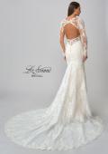 Picture of: Sheer Long Sleeve Trumpet Gown with Deep V in IIB, Style: B1042, Detail Picture 12