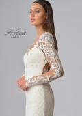 Picture of: Sheer Long Sleeve Trumpet Gown with Deep V in IIB, Style: B1042, Detail Picture 14
