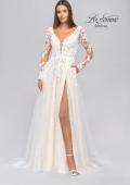 Picture of: Long Sleeve A-Line Dress with Slit and Plunge Neck in IIBI, Style: B1040, Detail Picture 11