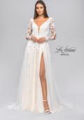 Picture of: Long Sleeve A-Line Dress with Slit and Plunge Neck in IIBI, Style: B1040, Detail Picture 12
