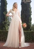 Picture of: Long Sleeve A-Line Dress with Slit and Plunge Neck in IIBI, Style: B1040, Detail Picture 3