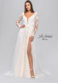 Picture of: Long Sleeve A-Line Dress with Slit and Plunge Neck in IIBI, Style: B1040, Detail Picture 6