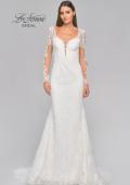 Picture of: Sheer Long Sleeve Trumpet Gown with Deep V in III, Style: B1042, Detail Picture 9