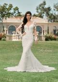 Picture of: Trumpet Style Wedding Dress with Stunning Clover Shape Train and Sleeves in III, Style: B1299, Back Picture