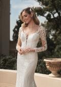 Picture of: Sheer Long Sleeve Trumpet Gown with Deep V in III, Style: B1042, Detail Picture 3, Landscape