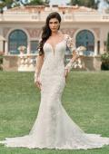 Picture of: Trumpet Style Wedding Dress with Stunning Clover Shape Train and Sleeves in III, Style: B1299, Detail Picture 4, Landscape