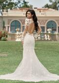 Picture of: Trumpet Style Wedding Dress with Stunning Clover Shape Train and Sleeves in III, Style: B1299, Detail Picture 6, Landscape