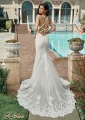 Picture of: Plunge Neck Lace Trumpet Gown with Criss Cross Back in IIII, Style: B1100, Main Picture