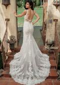 Picture of: Trumpet Gown with Plunge Neck and Detailed Lace Train in IIII, Style: B1199, Main Picture