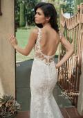 Picture of: Trumpet Gown with Plunge Neck and Detailed Lace Train in IIII, Style: B1199, Detail Picture 2