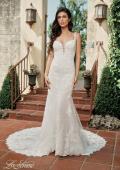 Picture of: Trumpet Gown with Plunge Neck and Detailed Lace Train in IIII, Style: B1199, Detail Picture 3