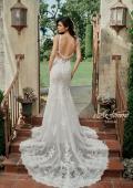 Picture of: Trumpet Gown with Plunge Neck and Detailed Lace Train in IIII, Style: B1199, Detail Picture 4