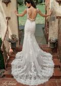 Picture of: Trumpet Gown with Plunge Neck and Detailed Lace Train in IIII, Style: B1199, Detail Picture 5
