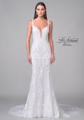Picture of: Trumpet Gown with Plunge Neck and Detailed Lace Train in IIII, Style: B1199, Detail Picture 6
