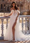 Picture of: Off-the-Shoulder 3D Lace A-Line Wedding Dress with Slit in IIIII, Style: B1486, Main Picture