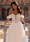 Picture of: Off-the-Shoulder 3D Lace A-Line Wedding Dress with Slit in IIIII, Style: B1486, Detail Picture 5