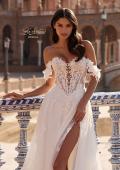 Picture of: Off-the-Shoulder 3D Lace A-Line Wedding Dress with Slit in IIIII, Style: B1486, Detail Picture 6