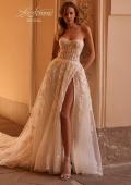 Picture of: A-line Strapless Lace Wedding Gown with Exposed Boding and Illusion Waist in IIILI, Style: B1381, Main Picture