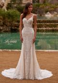 Picture of: Lace Wedding Dress with V Neckline and Sheer Side Detail in IIINI, Style: B1308, Main Picture