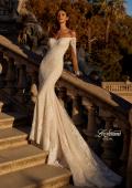 Picture of: Mermaid Lace Wedding Gown with Illusion Long Sleeves and Off the Shoulder Top in IIINI, Style: B1331, Main Picture