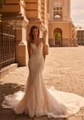 Picture of: Beaded Wedding Dress with Illusion Waist and Plunge Neckline in IIINI, Style: B1383, Main Picture