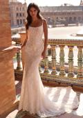 Picture of: Lace Fit-and-Flare Wedding Dress with Spaghetti Straps in IIINI, Style: B1470, Main Picture