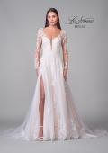 Picture of: Dramatic A-Line Dress with Plunge Neck and Lace Long Sleeves in IIINI, Style: B1235, Detail Picture 8