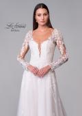 Picture of: Dramatic A-Line Dress with Plunge Neck and Lace Long Sleeves in IIINI, Style: B1235, Detail Picture 11