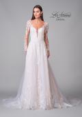 Picture of: Dramatic A-Line Dress with Plunge Neck and Lace Long Sleeves in IIINI, Style: B1235, Detail Picture 13
