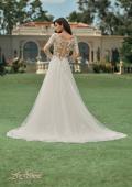 Picture of: Dramatic A-Line Dress with Plunge Neck and Lace Long Sleeves in IIINI, Style: B1235, Back Picture