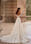 Picture of: A Line Tulle and Lace Wedding Dress with Slit and Off the Shoulder Straps in IIINI, Style: B1341, Back Picture