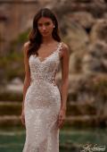 Picture of: Lace Wedding Dress with V Neckline and Sheer Side Detail in IIINI, Style: B1308, Detail Picture 1