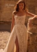 Picture of: A-Line Lace Wedding Dress with Square Neckline and Exposed Boning in IIINI, Style: B1380, Detail Picture 1
