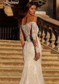 Picture of: Mermaid Lace Wedding Gown with Illusion Long Sleeves and Off the Shoulder Top in IIINI, Style: B1331, Detail Picture 2