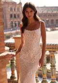Picture of: Lace Fit-and-Flare Wedding Dress with Spaghetti Straps in IIINI, Style: B1470, Detail Picture 2