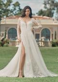 Picture of: Dramatic A-Line Dress with Plunge Neck and Lace Long Sleeves in IIINI, Style: B1235, Detail Picture 3, Landscape