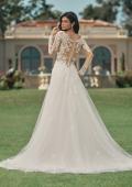 Picture of: Dramatic A-Line Dress with Plunge Neck and Lace Long Sleeves in IIINI, Style: B1235, Detail Picture 4, Landscape