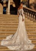 Picture of: Mermaid Lace Wedding Gown with Illusion Long Sleeves and Off the Shoulder Top in IIINI, Style: B1331, Detail Picture 4