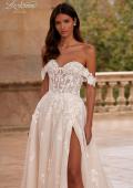 Picture of: A Line Tulle and Lace Wedding Dress with Slit and Off the Shoulder Straps in IIINI, Style: B1341, Detail Picture 4