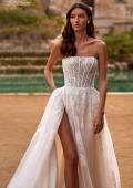Picture of: Modern A Line Lace Wedding Gown with Straight Strapless Neckline and Corset Detail in IIINI, Style: B1343, Detail Picture 4