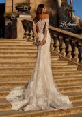 Picture of: Mermaid Lace Wedding Gown with Illusion Long Sleeves and Off the Shoulder Top in IIINI, Style: B1331, Detail Picture 5