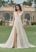 Picture of: Dramatic A-Line Dress with Plunge Neck and Lace Long Sleeves in IIINI, Style: B1235, Detail Picture 6, Landscape