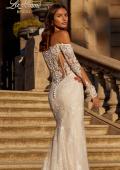 Picture of: Mermaid Lace Wedding Gown with Illusion Long Sleeves and Off the Shoulder Top in IIINI, Style: B1331, Detail Picture 7
