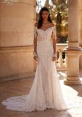Picture of: Off the Shoulder Lace Long Sleeve Bridal Gown with Illusion Back in IIINII, Style: B1319, Back Picture