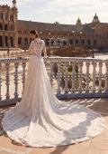 Picture of: Long Sleeve Lace Wedding Dress with High Neck and Slit in IIIRRI, Style: B1472, Back Picture