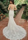 Picture of: V-Neck Lace Wedding Dress with Elegant Lace Trim Train in IINI, Style: B1286, Back Picture